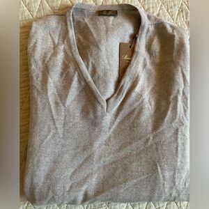 Stenstroms Merino Wool V-Neck Sweater in Heather Light Brown Size XL NWT $265
